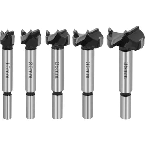 5Pcs Hinge Hole Opener Woodworking Carbide Drill Bits Set Positioning Hole Saw Kit Adjustable Woodwork Tools 15-35mm