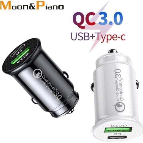Car Charger QC3.0 Fast Charging Mini Shape Car Lighter Slot Black White PD20W USB Type C Interface Charge Mobile Phone