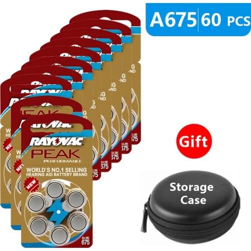 Hearing Aid Batteries Size 675 za Rayovac Peak Performance,Pack of 60,Blue Tab PR44 1.45V Type A675 Zinc Air Battery