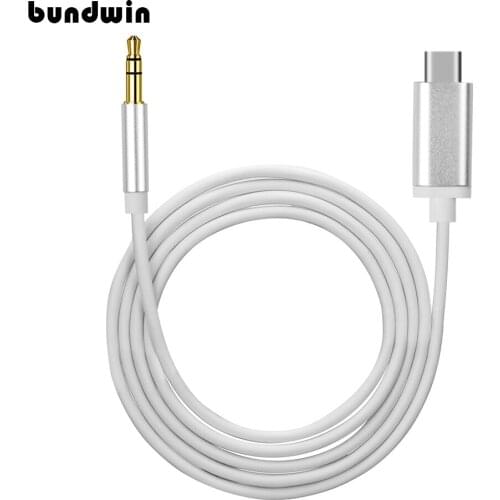 Bundwin Type-C to 3.5MM Aux Audio Adapter for Letv Huawei Mate 20 Pro Samsung For Car Stereo Speaker Headphone Stereo Adapter