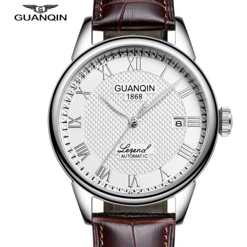 GUANQIN 2019 Automatic waterproof Mens Watches Top Brand Luxury Mechanical Leather Water Resistant Wrist watch Relogio Masculino