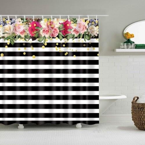 Dafield Black And White Striped Shower Curtain Geometric Waterproof Mildew Resistant With Hooks
