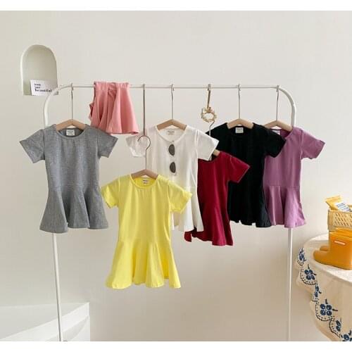 Childrens Clothing 2 3 4 5 Y Baby Girls Dresses 2021 Summer New Kids Short Sleeve Cotton Dress Casual Ruffle Girls Cute Dress