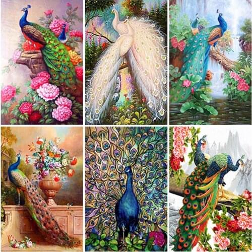 Full Dill Square Round Peacock Diamond Painting Picture of Rhinestone 5D DIY Diamond Embroidery Mosaic Animal Home Decor Gift