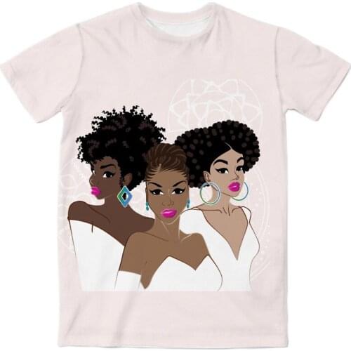 REAL American US SIZE Melanin Natural Hair Beauty Custom made 3D Sublimation Print T-Shirt plus size 3xl 4XL 5XL 6XL