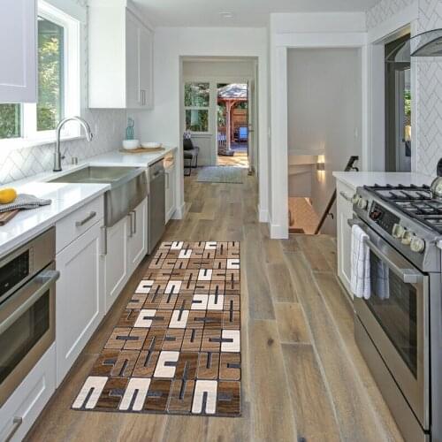 Geometric Wood Carpet Kitchen Mat Anti-Slip Floor Mat Doormat Kitchen Carpet Home Bath Hallway Door Mat Carpet for Living Room
