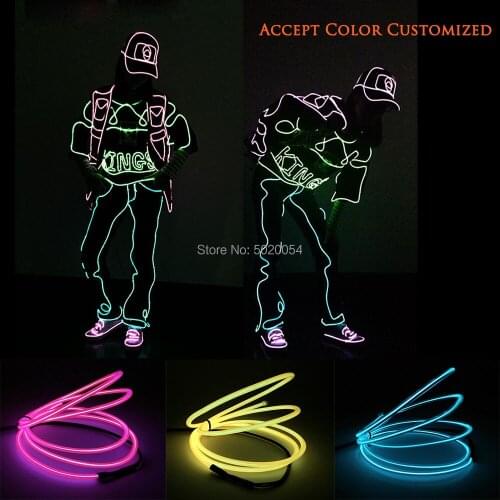 Hot Sales Dance Light Up Costumes Hip Hop Men Women Glowing Led Luminous Clothing Neon Illuminated EL Wire Costume