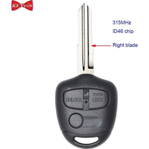 KEYECU for Mitsubishi Outlander Lancer 2008 2009 2010 2011 2012 2013 Remote Car Key Fob 315MHz ID46 Chip MIT11R Right Blade