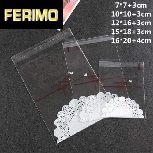 LBSISI Life Lace Hand Made Candy Cookie Bags Wedding Birthday Party Self adhesive Plastic Biscuit Packaging Gift Bag OEM