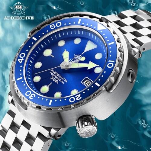 Addies Steel Dive 1975 Tuna Mechanical Watch Men Ceramic bezel C3 Luminous Sapphire Crystal 300m Dive Watch NH35 Automatic Watch