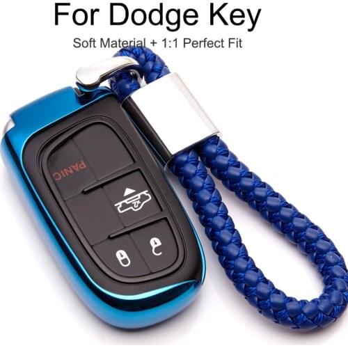 Soft TPU Remote Car Accessories Car Key Case Fob Cover for Dodge Ram 1500 Charger Journey Caliber Challenger Nitro Keyring Chain