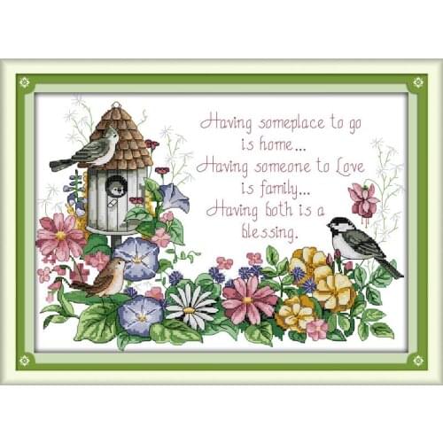 Joy Sunday Cross Stitch Kits Birds Love Nest Simple Beginners Hand Embroidery 11&14CT DIY Cross Stitch Counted Print on Canvas