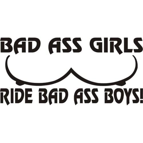 Bad Ass Girl Riding Bad Ass Boy Car Sticker Humorous Car Pvc Decals Suitable for All Kinds of Cars Black/white, 16cm*8cm