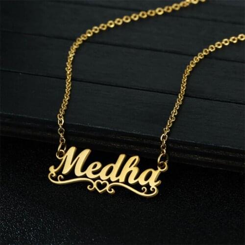 Stylisteel Heart with Name Necklace Stainless Steel Engraving Nameplate for Female Personalized Exclusive Valentines Day Gift