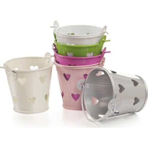 Mini Hollow Love Iron Bucket Wedding Candy Box Baby Shower Birthday Wedding Party Gift Flower Pot Desktop Storage Home Decor