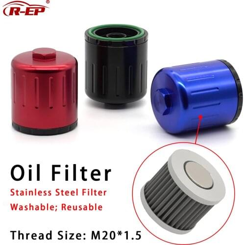 R-EP Oil Filter Fits for HONDA Acur M20x1.5 Thread 304 Stainless Steel High Flow with Magnet CNC Shell Washable Reusable