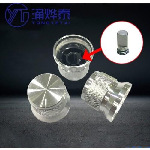 YYT 5PCS High-grade aluminum alloy knob 20x17mm silver bright edge hat type mesh flower D axis round axis half axis hole