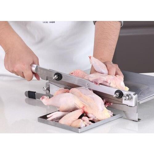 Stainless Steel 13.5 Inch Slicer Double Knife Meat Slicer Commercial Household Chicken Duck Fish Lamb Meat Bone Cutting Machine
