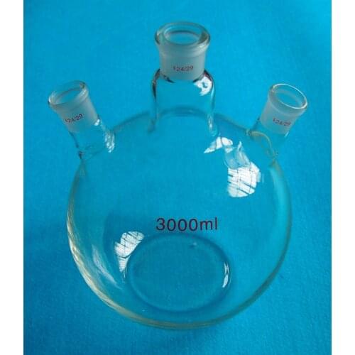 3L,24/29,3-neck,Flat Bottom Glass flask,Three necks,3000ml,Lab Chemistry Tank