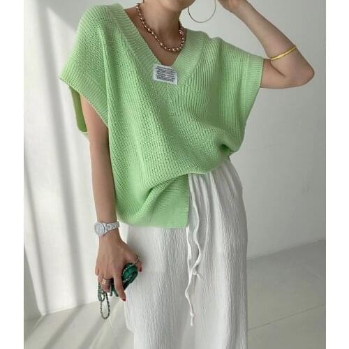 New Loose Sleeveless Sweater Spring Autumn Women Vest Sweaters Knitting Vest Joker Knitted Vest Wool Oversize Girls Pullover