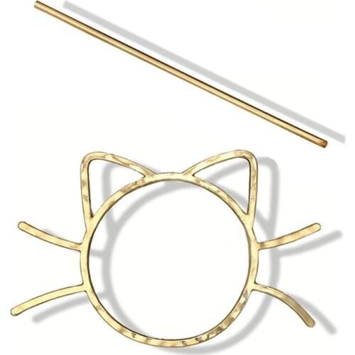 Ladies Geometric Meow Cat Pierced Hair Clip Cute Metallic Slide Comb Hairpin Shawl Pin Brooch Styling Ponytail Holder Bun Maker