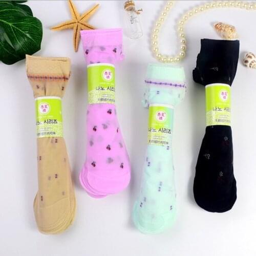 Women colors Socks for Summer Thin Cored Silk Jacquard Socks 5 colors