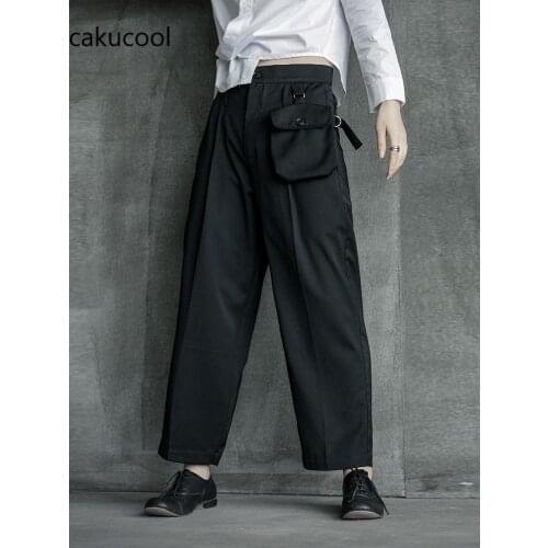 Cakucool 2019 autumn dark wind neutral pocket straight simple casual suit pants women
