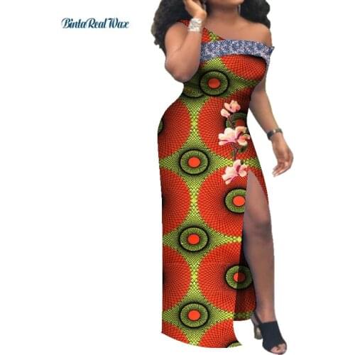 Women Dress African Print Dresses for Women One Shoulder Mermaid Dress Sexy Party Dress Vestido Bazin African Clothing WY7585