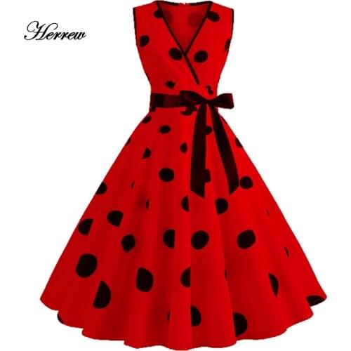 HERREW Summer Womens Dresses 2021 Casual Floral Retro Vintage 60s 50s Hepburn Robe Rockabilly Swing Valentines Day Party Dress