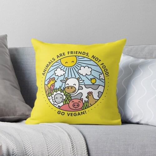 Animals Are Friends, Not Food. Go Vegan! Throw Pillow Cushion Cover Polyester Throw Pillows Case On Sofa Home Car Seat Decor
