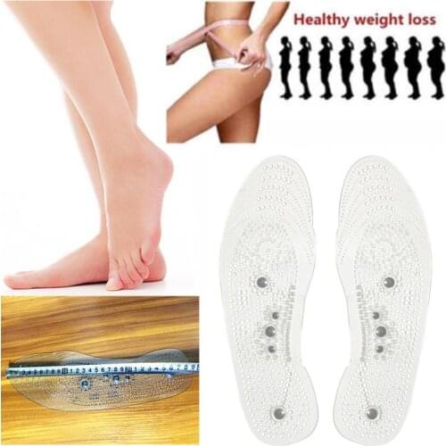 1 Pair of Foot Massage Insoles International Code Magnetic Therapy Slimming Insoles for Weight Loss 29cm / Transparent