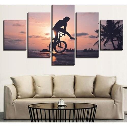 5 Pieces of High-definition Bicycle Riding Assembling Art Sofa Wall Decoration Painting Simple Wall Painting Mural Painting Core