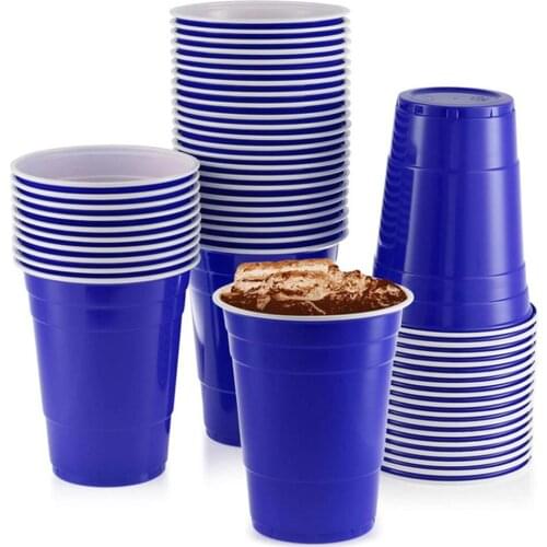 50 Pcs 16oz Disposable Cups Blue Green Red Black Yellow Plastic Cups Party Cups Suitable for Soda Drinks Barbecue Picnics
