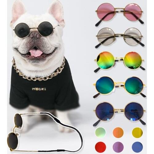 Pet Glasses Cute Retro Round Cat Sunglasses Reflective Glasses For Small Dogs And Cats Pet Photo Props Accessories Pet Supplies