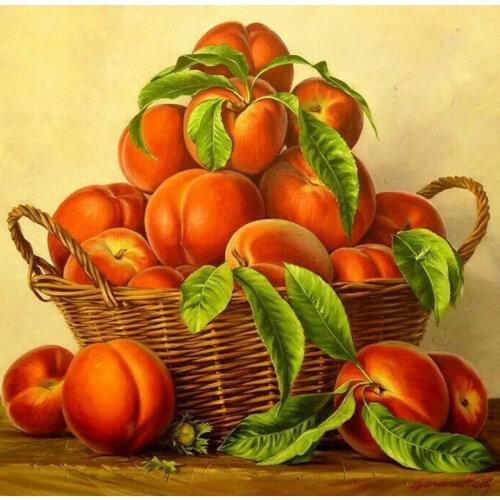 Diamond Painting Full Square Fruit Diamond Embroidery Cross Stitch Peach Diamond Mosaic Sets Picture Of Rhinestones