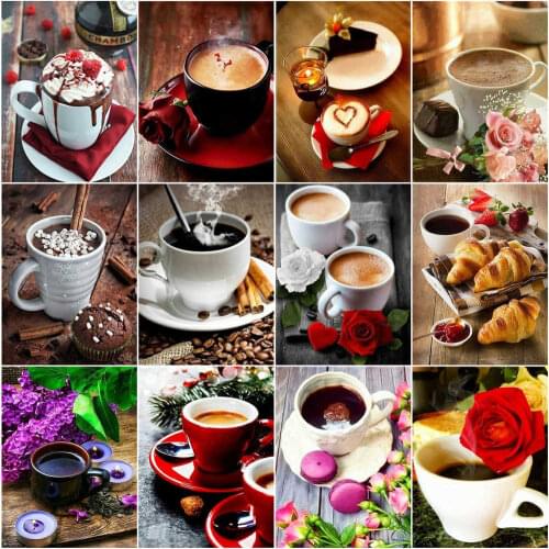 AZQSD 5D Diamond Painting New Arrivals Coffee Cup Full Square Drill Diamond Embroidery Landscape Mosaic Handicraft Home Decor