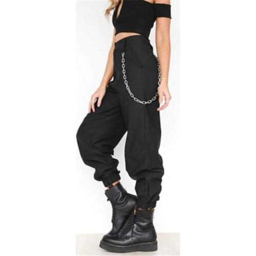 S-3XL Plus Size Pants Women Casual High Waist Cargo Pants Women Loose Solid Black Khaki Trousers Pockets Elastic Waist Bottoms