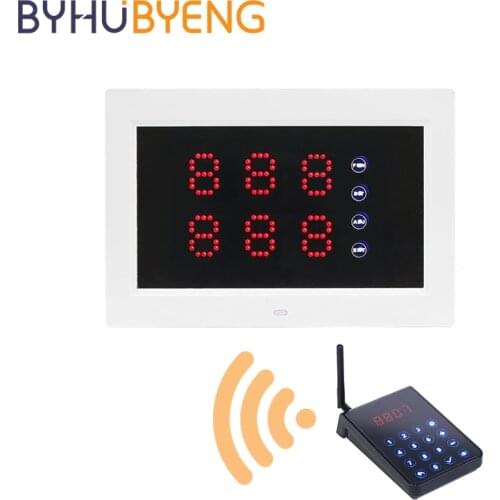 BYHUBYENG Queue 433mhz Repeater Wireless Service Waiter Call Receiver Paging Pager Nurse Display Calling System Watch Button