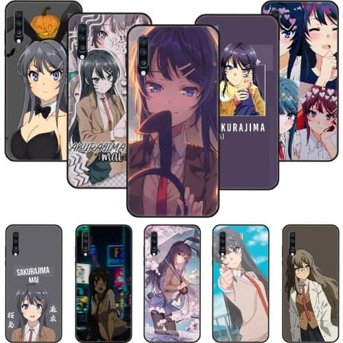 Phone Case For Samsung Galaxy A 50 51 71 70 7 5 10 20 30 40 41 21 S E Black Cover Waterproof 3D Hoesjes Sakurajima Mai Anime