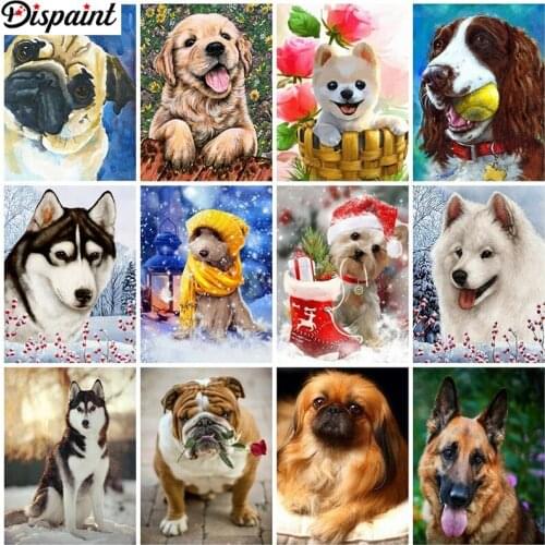 Dispaint Diamond Embroidery "Animal dog landscape" Pattern DIY 5D Diamond Painting Needlework Cross Stitch Full Drill Painting