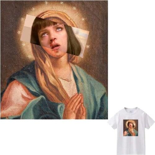 Girl With Nosebleed Iron-On Transfer For Clothing Applique DIY Washable T-Shirts Stickers Retro Oil Painting Patches On Clothes