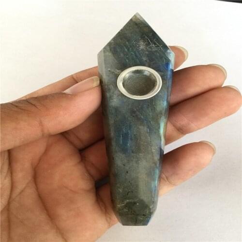 Natural crystal quartz union labrador smoke pipe