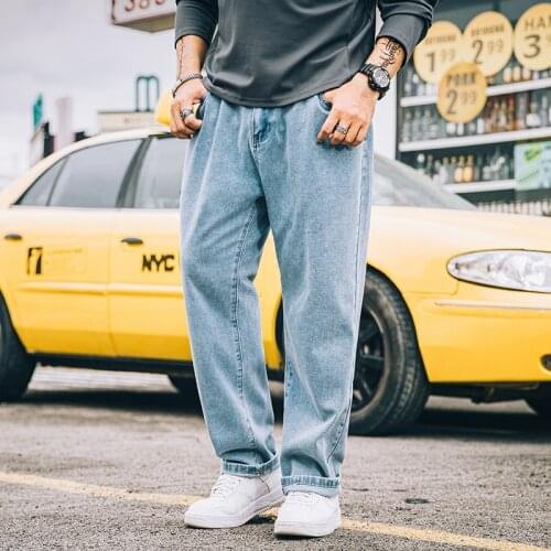 48 46 44 42 Mens Jeans Plus Size Spring and Autumn Wide Legs Loose Street Chic Cowboy Trousers Brand Oversize Male Clothes