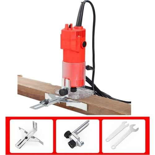 450W Electric Hand Trimmer Router Woodworking Wood Milling Engraving Slotting Machine Power Tool with Wrench Guide Assembly