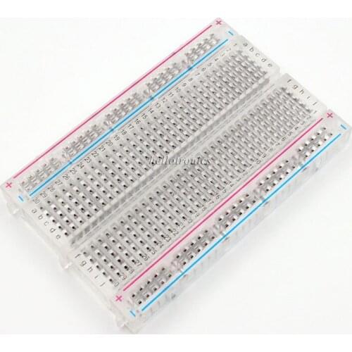 Hellotronics Premium Brass Metal Clips with Nickle plated 400 Tie Points Transparent Solderless Breadboard For Arduino