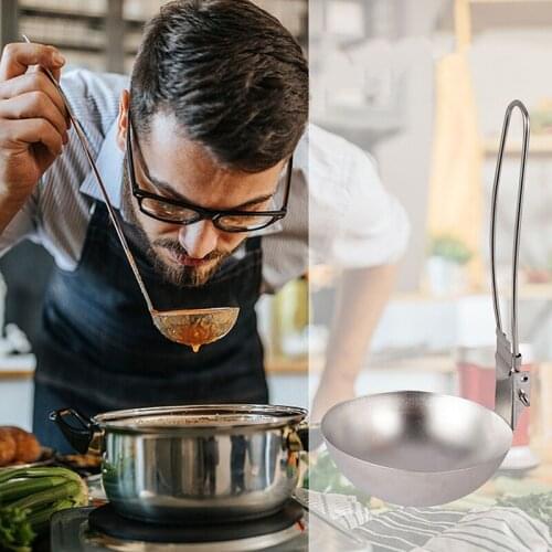Camping Cooking Utensils Camp Utensils Folding Kitchen Cooking Utensils Stainless Steel Skimmer Slotted Spoon Baking Tableware