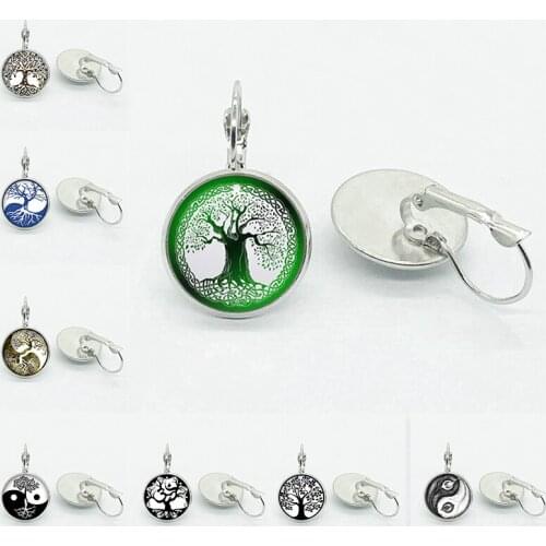 New Yin Yang Tai Chi Tree of Life Earrings Round Glass High-end Earrings Womens Best Gift