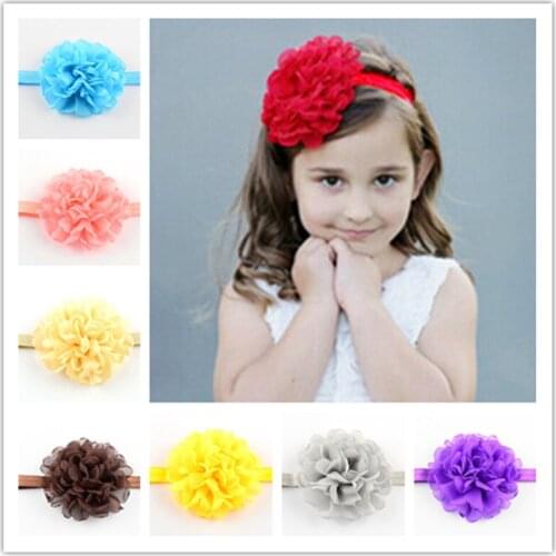 8pcs/lot 19 Color U Pick 4" Burned Chiffon Rose Flower Headband girls Headwear Wedding Hair Accessories FDA126