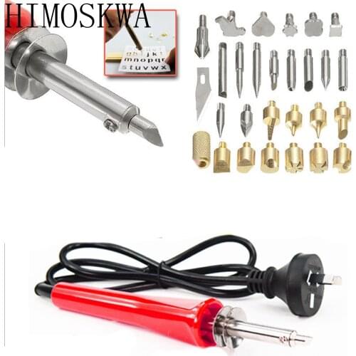 HIMOSKWA 30pcs Soldering Iron Carving Pyrography Tool Wood Working Burning Pen Welding Tips 220V 30W