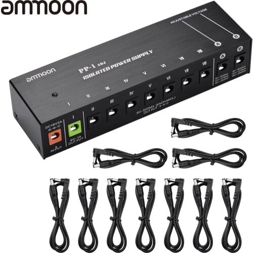 Ammoon Guitar Effects Pedal Power Supply Station Distributor 10 Isolated DC Outputs for 9V/ 12V/ 18V Effectors Full Metal Shell